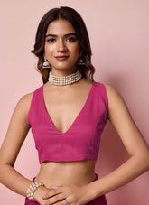 Pink colour saree looking trendy